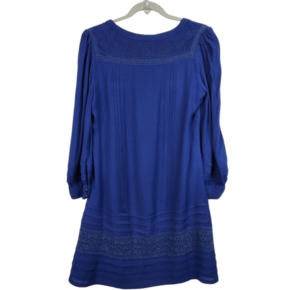 Leifsdottir Anthropologie Blue Peasant Boho Bohemian Long Sleeve Dress Size 4 - Picture 5 of 11